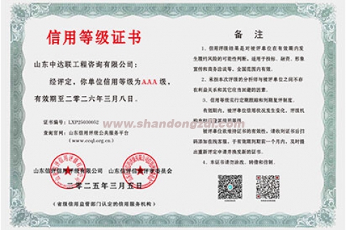 信用等級(jí)證書